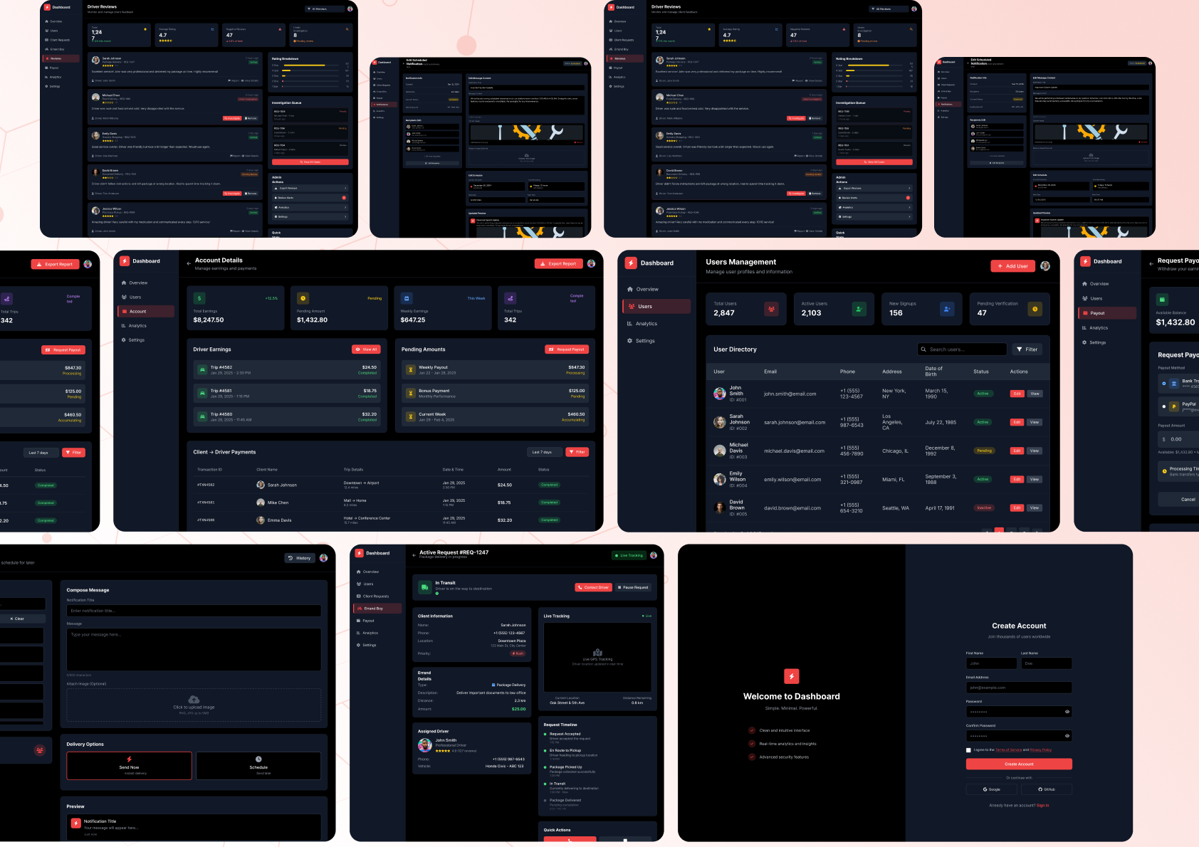 Errand Boy dashboard collage