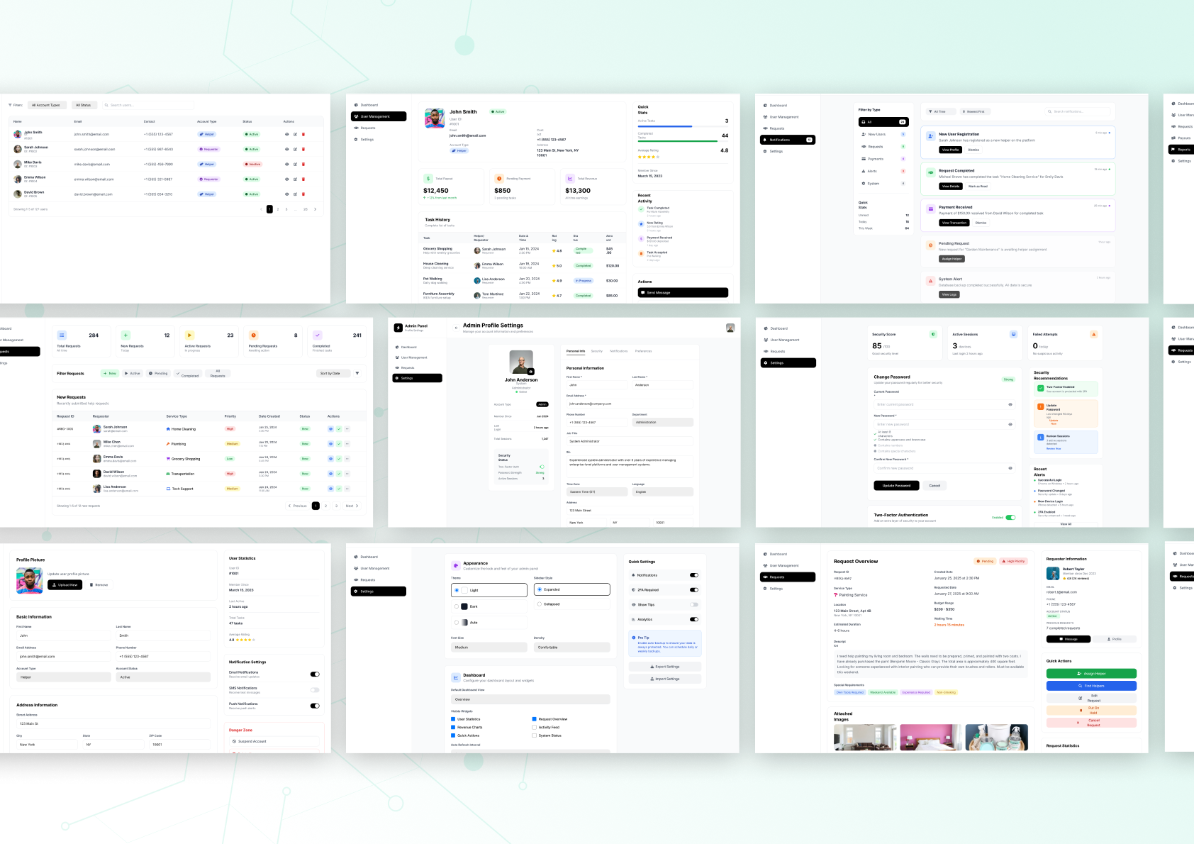 Favor App dashboard and platform collage